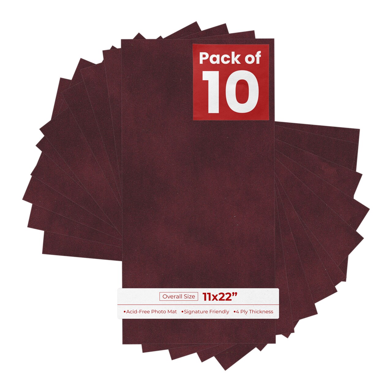 Dark Red Suede 11x22 Uncut Mat Board - Blank Sheets, No Opening